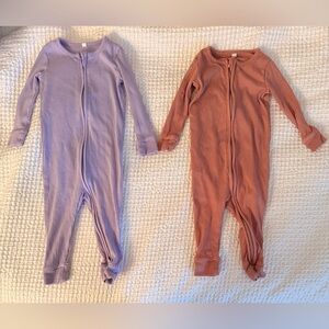 Baby Mori - Set of 2 Baby Pajama Footies in Lilac and Rose ❤️